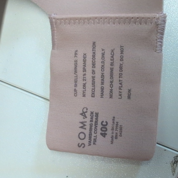Soma Bra Vanishing Back Full Coverage Adobe Rose 40C NWT - Picture 5 of 6